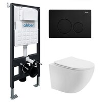 Унитаз подвесной Abber Bequem AC1100T-AC0105-AC0121MB (с кнопкой смыва) — Chaika Market