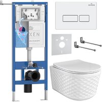 Унитаз подвесной Roxen Vine Tornado в комплекте с инсталляцией StounFix Dual Fresh 6 в 1 979000 (кнопка:белый глянцевый) — Chaika Market