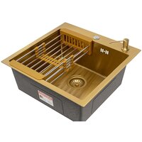 Кухонная мойка ARFEKA ECO AR мойка 500*500, коландер, дозатор GOLD — Chaika Market
