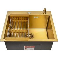 Кухонная мойка ARFEKA ECO AR мойка 500*500, коландер, дозатор GOLD - Изображение №2 — Chaika Market