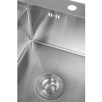 Кухонная мойка Saniteco 6550-L + Spike F9S07011 (сатин, с сифоном, дозатором и коландером) - Изображение №8 — Chaika Market