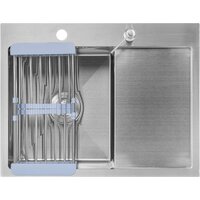 Кухонная мойка Saniteco 6550-L + Spike F9S07000 (хром, с сифоном, дозатором и коландером) - Изображение №4 — Chaika Market