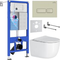 Унитаз подвесной Roxen Vortex в комплекте с инсталляцией StounFix Dual Fresh 6 в 1 966745 (кнопка: бежевый) — Chaika Market