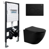 Унитаз подвесной Abber Bequem AC1100MB-AC0105-AC0121MB (с кнопкой смыва) — Chaika Market