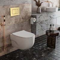 Унитаз подвесной Roxen Porto в комплекте с инсталляцией StounFix Dual Fresh 6 в 1 968478 (кнопка: брашированное золото) - Изображение №2 — Chaika Market