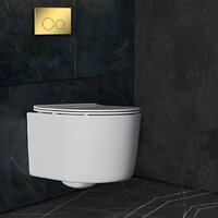 Унитаз подвесной Roxen Simple compact в комплекте с инсталляцией StounFix Dual Fresh 6 в 1 968026 (кнопка: золото глянцевое ) - Изображение №8 — Chaika Market