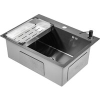 Кухонная мойка Saniteco 6045 Nano + Spike F9S07000 (хром, с сифоном, дозатором и коландером) - Изображение №4 — Chaika Market