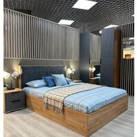 Кровать Трия Хилтон универсальная тип 1 160x200 (дуб крафт золотой/велюр серый) - Изображение №4 — Chaika Market