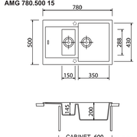 Кухонная мойка Longran Amanda AMG780.500 15 (sabbia/58) - Изображение №2 — Chaika Market