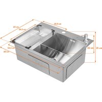Кухонная мойка Saniteco 6045 + Spike F9S07011 (сатин, с сифоном, дозатором и коландером) - Изображение №16 — Chaika Market