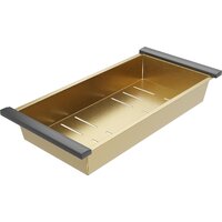 Кухонная мойка Roxen Snake 560220-60-GS PVD Gold золотая/текстурная (с коландером и дозатором) - Изображение №6 — Chaika Market