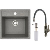 Кухонная мойка БелЭворс Rio + смеситель W74004-9 + дозатор L405-1 (серый/сатин) — Chaika Market