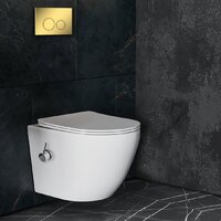 Унитаз подвесной Roxen Antares bidet в комплекте с инсталляцией StounFix Dual Fresh 6 в 1 968097 (кнопка: золото глянцевое ) - Изображение №8 — Chaika Market