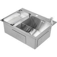 Кухонная мойка Saniteco 6045 + Spike F9S07000 (хром, с сифоном, дозатором и коландером) - Изображение №6 — Chaika Market