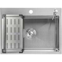 Кухонная мойка Saniteco 6045 + Spike F9S07000 (хром, с сифоном, дозатором и коландером) - Изображение №3 — Chaika Market