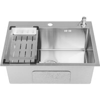 Кухонная мойка Saniteco 6045 + Spike F9S07000 (хром, с сифоном, дозатором и коландером) - Изображение №2 — Chaika Market