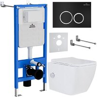 Унитаз подвесной Roxen Cube Bidet One Rimless 6 в 1 StounFix Dual Fresh 508149 (кнопка: черный матовый) - Изображение №2 — Chaika Market