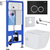 Унитаз подвесной Roxen Cube Bidet One Rimless 6 в 1 StounFix Dual Fresh 508149 (кнопка: черный матовый) — Chaika Market