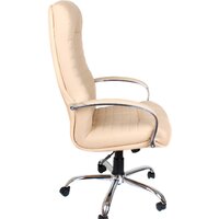 Офисное кресло Деловая обстановка Атлант Хром ХН (бежевый, кожа люкс) - Изображение №2 — Chaika Market