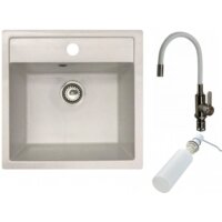 Кухонная мойка БелЭворс Rio + смеситель W74004-3 + дозатор L405H (белый) — Chaika Market