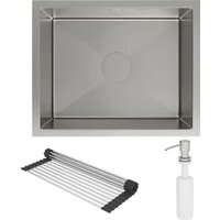 Кухонная мойка Roxen Uno 560210-54 под столешницу сатин/матовая поверхность (ролл-мат, дозатор, сифон) - Изображение №3 — Chaika Market