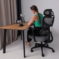 Офисное кресло AksHome Pascal (ткань/сетка, серый) - Изображение №2 — Chaika Market