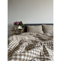 2-спальный комплект постельного белья Царство сновидений Вареный хлопок Бежевая клетка 150-0142 (2-сп с прост. на рез. 160х200,нав. 50x70) - Изображение №3 — Chaika Market