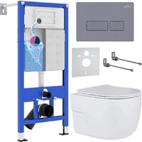 Унитаз подвесной Roxen Porto в комплекте с инсталляцией StounFix Dual Fresh 6 в 1 966779 (кнопка: серый гранит) — Chaika Market