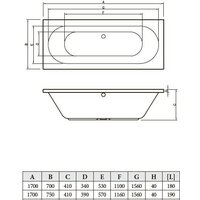 Ванна Bonito Home Ilias 170x75 (с ножками) - Изображение №3 — Chaika Market