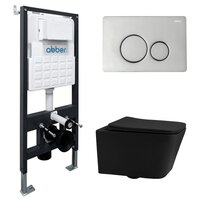 Унитаз подвесной Abber Rechteck AC1201MB-AC0105-AC0121 (с кнопкой смыва) — Chaika Market