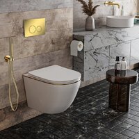 Унитаз подвесной Roxen Antares Gold в комплекте с инсталляцией StounFix Dual Fresh 6 в 1 968092 (кнопка: золото глянцевое ) - Изображение №9 — Chaika Market