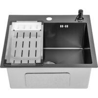 Кухонная мойка Saniteco 5045 Nano + Spike F9S07000 (хром, с сифоном, дозатором и коландером) - Изображение №4 — Chaika Market