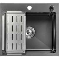 Кухонная мойка Saniteco 5045 Nano + Spike F9S07000 (хром, с сифоном, дозатором и коландером) - Изображение №2 — Chaika Market