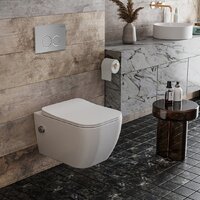 Унитаз подвесной Roxen Cube Bidet One Rimless 6 в 1 StounFix Dual Fresh 533185 (кнопка: матовая) - Изображение №12 — Chaika Market