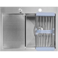 Кухонная мойка Saniteco 6550-R + Spike F9S07011 (сатин, с сифоном, дозатором и коландером) - Изображение №2 — Chaika Market