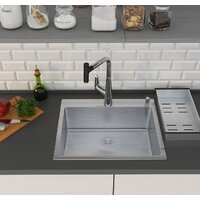 Кухонная мойка Roxen Simple 560220-50 сатин (с коландером и дозатором) - Изображение №3 — Chaika Market