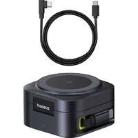 Сетевое зарядное Baseus PicoGo Series 2-in-1 Magnetic Wireless Charger Qi2 67W P10276800123-00 (черный) - Изображение №3 — Chaika Market