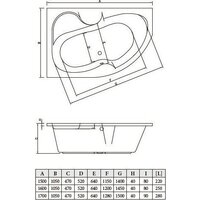 Ванна Bonito Home Arizona 150x105 L BH-AR-102-150L/Su+BH-AR-150L (с ножками и экраном) - Изображение №3 — Chaika Market