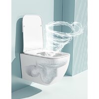 Унитаз подвесной Roxen Cube One Rimless 6 в 1 StounFix Dual Fresh 579341 (кнопка: черный матовый) - Изображение №11 — Chaika Market