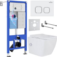 Унитаз подвесной Roxen Cube Bidet в комплекте с инсталляцией StounFix Dual Fresh 6 в 1 542448 (кнопка: белый глянец) — Chaika Market