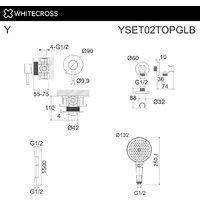Душевой гарнитур  Whitecross Y YSET02TOPGLB (брашированное золото) - Изображение №2 — Chaika Market
