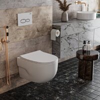 Унитаз подвесной Roxen Porto в комплекте с инсталляцией StounFix Dual Fresh 6 в 1 966529 (кнопка: бежевый) - Изображение №10 — Chaika Market