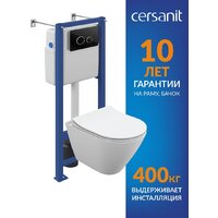 Унитаз подвесной Cersanit City Smart CO DPL EO Slim (с кнопкой Twins 64117 стекло черное) - Изображение №2 — Chaika Market
