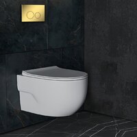 Унитаз подвесной Roxen Porto в комплекте с инсталляцией StounFix Dual Fresh 6 в 1 968015 (кнопка: золото глянцевое ) - Изображение №10 — Chaika Market