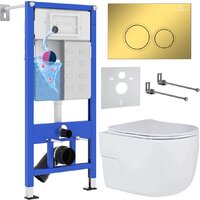 Унитаз подвесной Roxen Porto в комплекте с инсталляцией StounFix Dual Fresh 6 в 1 968015 (кнопка: золото глянцевое ) — Chaika Market