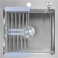 Кухонная мойка Saniteco 4848 + Spike F9S07000 (хром, с сифоном, дозатором и коландером) - Изображение №3 — Chaika Market