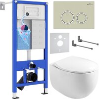 Унитаз подвесной Roxen Egg в комплекте с инсталляцией StounFix Dual Fresh 6 в 1 966284 (кнопка: бежевый) — Chaika Market
