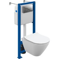 Унитаз подвесной Cersanit City Smart CO DPL EO Slim (с кнопкой Twins 63523 хром глянцевый) — Chaika Market