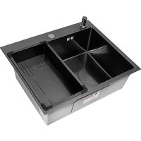 Кухонная мойка ARFEKA Eco AR мойка 600*500, коландер G, дозатор Black Decor — Chaika Market