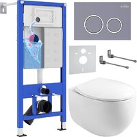 Унитаз подвесной Roxen Egg в комплекте с инсталляцией StounFix Dual Fresh 6 в 1 966160 (кнопка: серый бетон) - Изображение №2 — Chaika Market